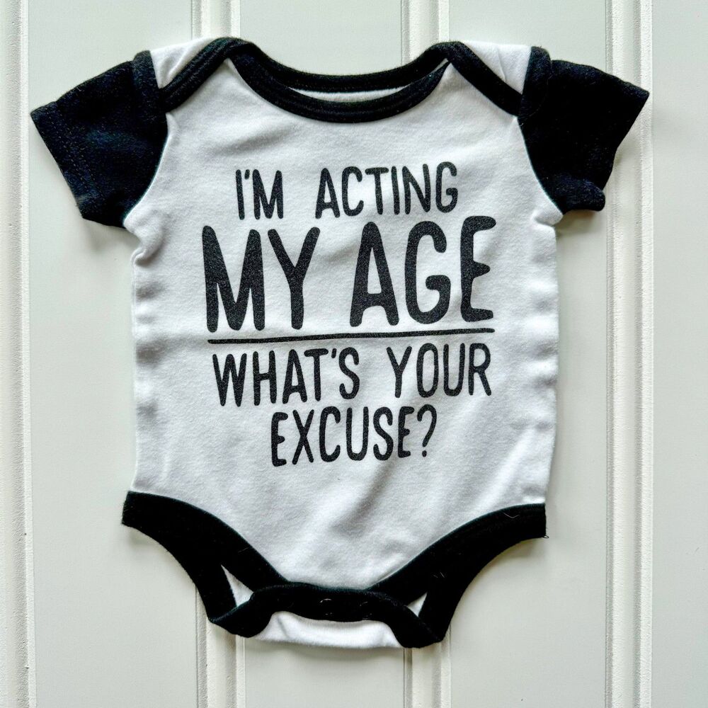 4/$10 - Babies with Attitude “I’m Acting My Age” Cotton Unisex Baby Onesie Bodys
